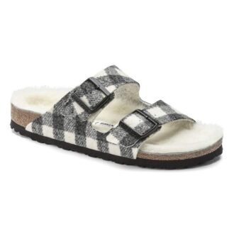Arizona Shearling Suède Leer-Shearling Plaid Wit