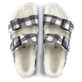 Arizona Shearling Suède Leer-Shearling Plaid Wit
