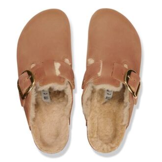 Boston Big Buckle Shearling Natuurlijk Leer Geolied