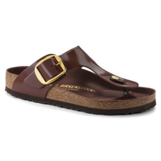 Gizeh Big Buckle Natuurlijk leer Lak Hoogglans Chocolade