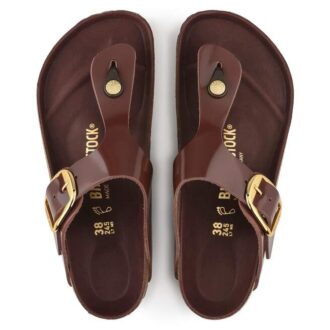Gizeh Big Buckle Natuurlijk leer Lak Hoogglans Chocolade
