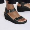 Soley Ring-Buckle Leer Zwart Soley Ring-Buckle Leer Zwart
